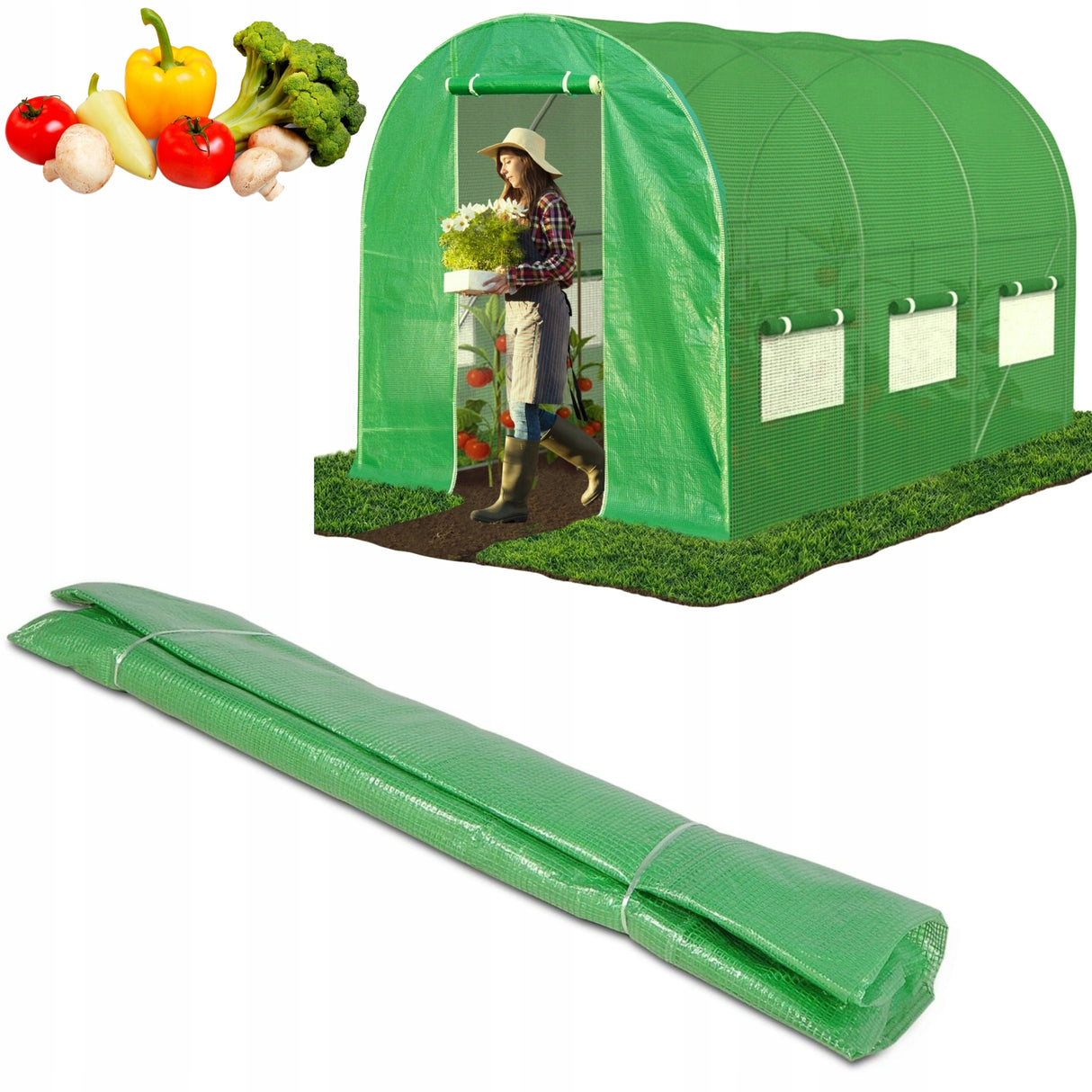Tunel Foliowy [10 m²] 4x2,5m [FOLIA ZAMIENNA] | ZIELONA |