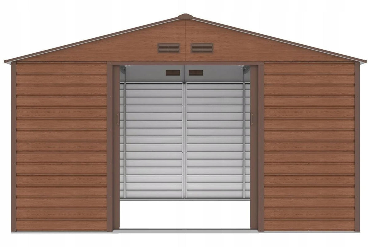 Szopa na Narzędzia Ogrodowe Blaszana Domek Imitacja Drewna 340x319cm 10,2m2