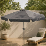 Parasol Ogrodowy 300 cm Szary na Korbkę Poliester (PES) Drążek Aluminiowy