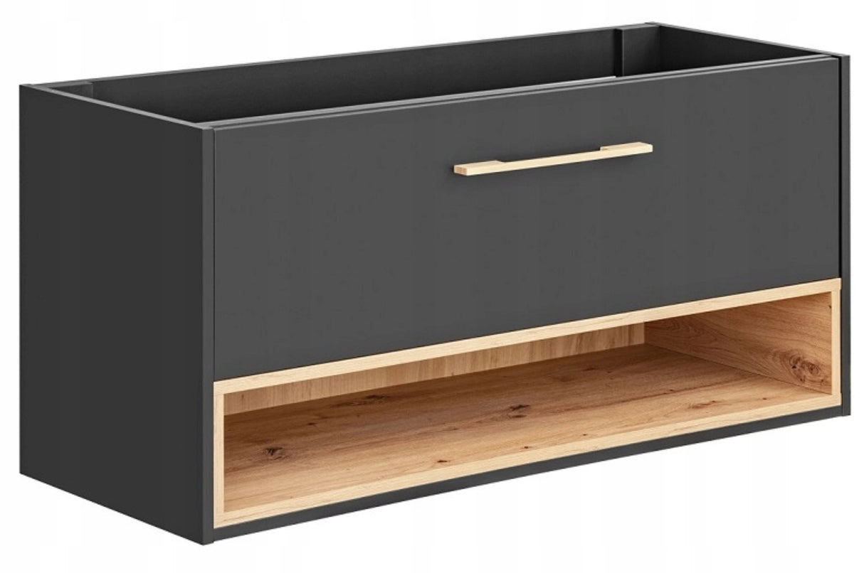 Szafka Podumywalkowa Łazienkowa Płyta Laminowana Drewno Czarna 120 cm
