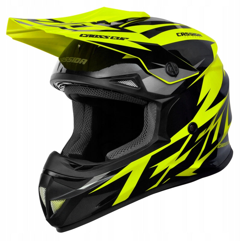 Kask Motocyklowy Cassida Cross CUP/TWO HI VIS Zielony Crossowy S