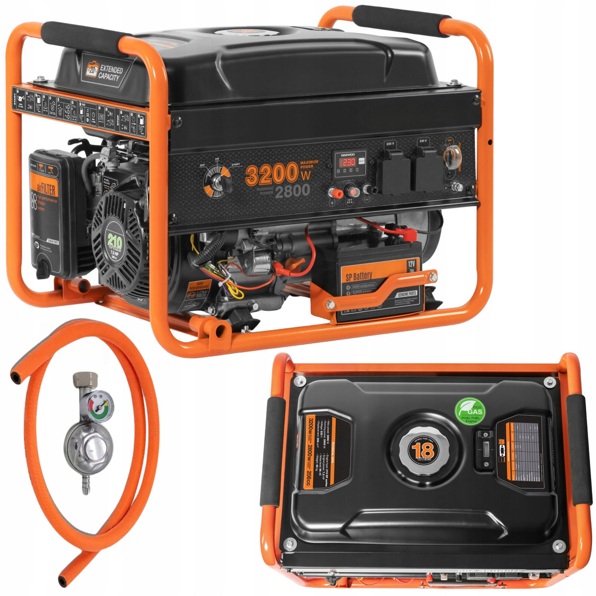 Agregat Prądotwórczy Generator Prądu Benzyna Gaz 3.2kW 230V AVR