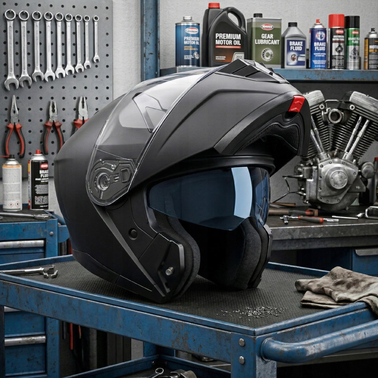 Kask Szczękowy Motocyklowy pod Interkom Blenda Czarny Mat 60cm Rozmiar XL