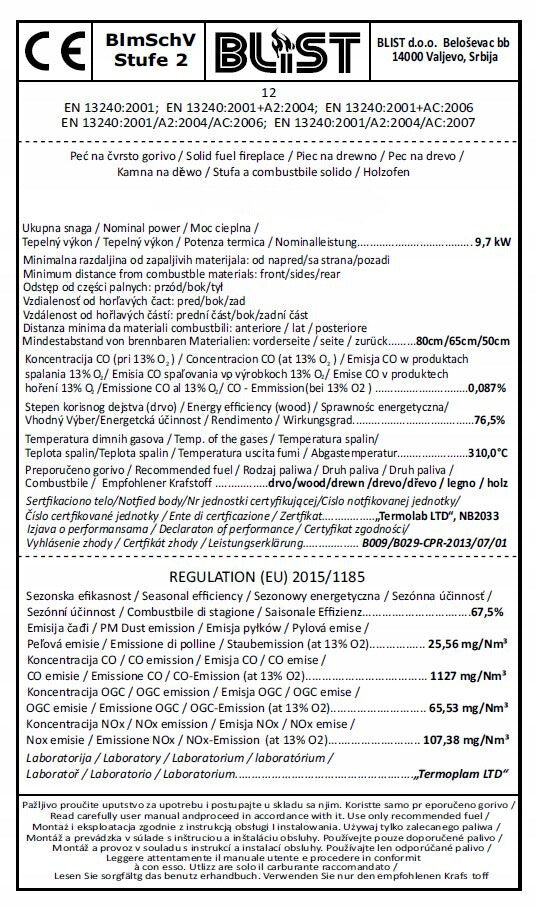 Kominek Piec Wolnostojący Stalowy Koza Szamotowy Stalowy Piecyk Komin 12 kW
