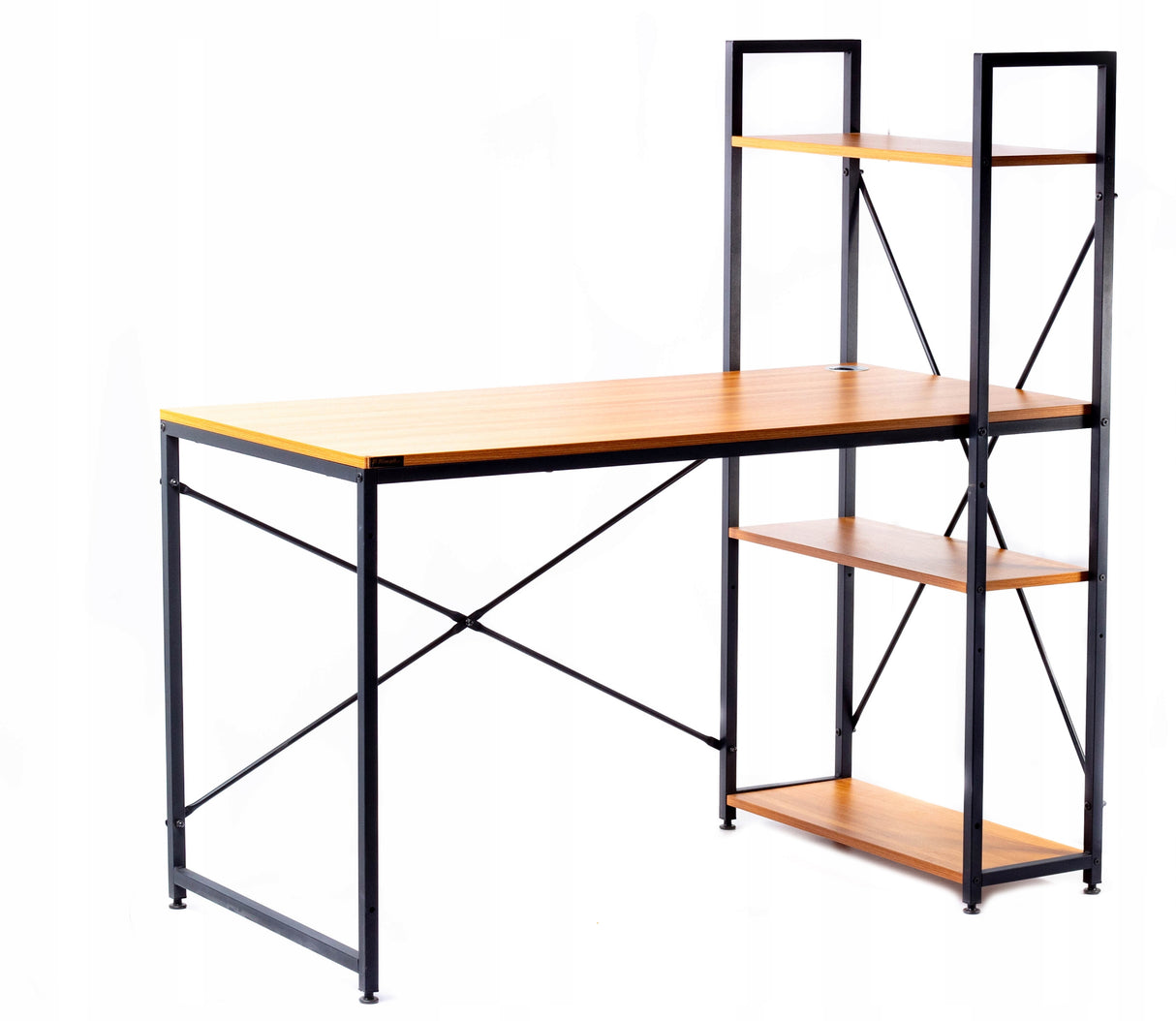 Biurko Komputerowe Loft z Półkami Drewniano-Metalowe 120x60 cm Dąb Miodowy