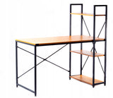 Biurko Komputerowe Loft z Półkami Drewniano-Metalowe 120x60 cm Dąb Miodowy