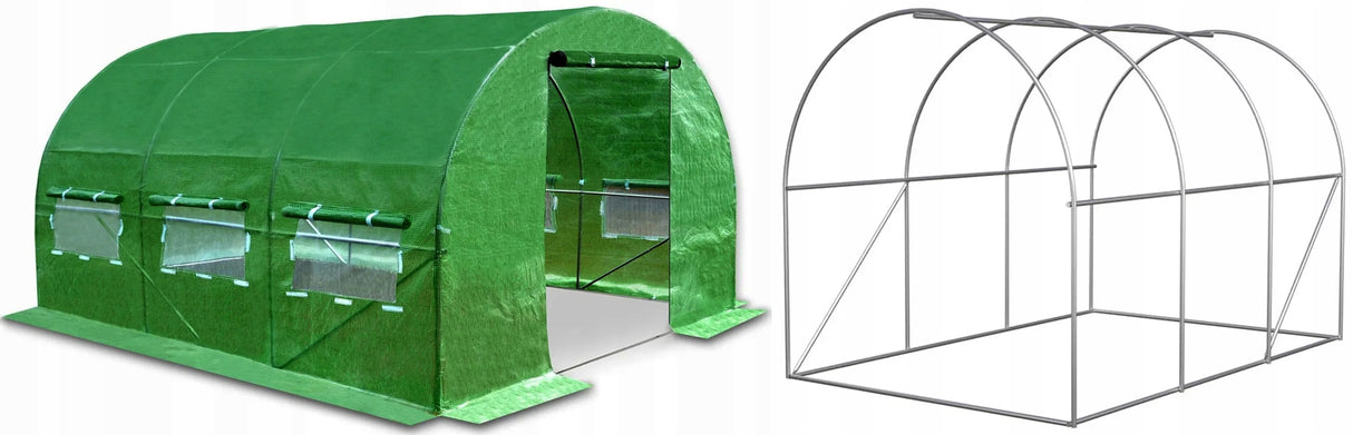 Tunel Foliowy [13,5 m²] 4,5x3m [FOLIA + STELAŻ] | ZIELONY |