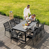 Duży Stół Ogrodowy z Blatem Polywood Aluminiowy 8 Osobowy 180cm Szary