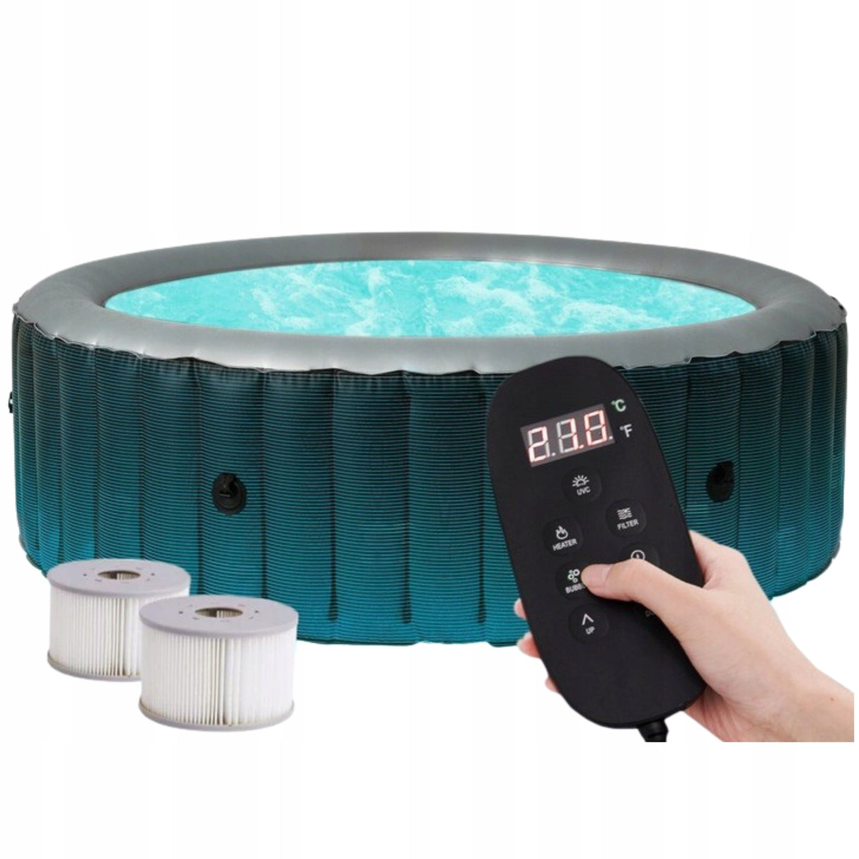 Basen z Hydromasażem Podświetlany Spa Dmuchany Pilot Relaks 930L 6-osobowy