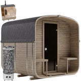 Sauna Ogrodowa Quadro 240 cm Zestaw Szwedzkie Drewno z Piecem HARVIA PC90