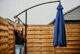 Parasol Ogrodowy Z Wysięgnikiem Regulacja Wysokości Granat 350Cm Składany