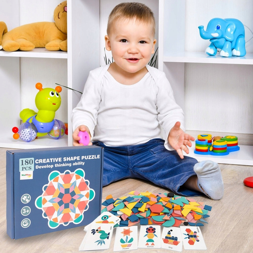 DREWNIANA UKŁADANKA PUZZLE MONTESSORI TANGRAM 155e