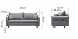 Sofa Rozkładana z Funkcją Spania i Pojemnikiem Ciemno-Szara 218 x 105 cm