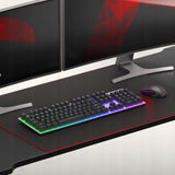 Biurko Komputerowe Gamingowe Biurowe MłodzieżoweRGB Karbon Podkładka Czarne