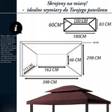 Dach Pawilon Poszycie Wodoodporny M5 4x3m z Kominem do Cyrkulacji Brązowy