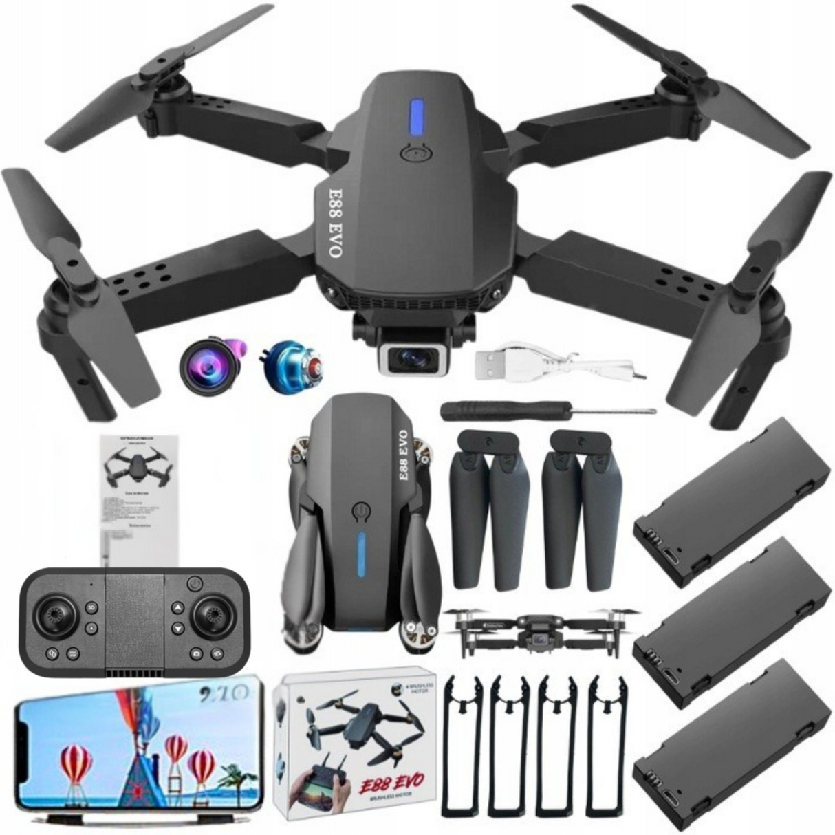 Dron z Kamerą HD Wideo 0,3MP Akumulator 3,7 Walizka dla Dzieci Quadrocopter