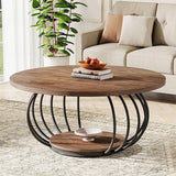 Stolik Kawowy HOGA-JW1143 100 x 100 x 46 cm Czarny Brązowy Solidna Rama