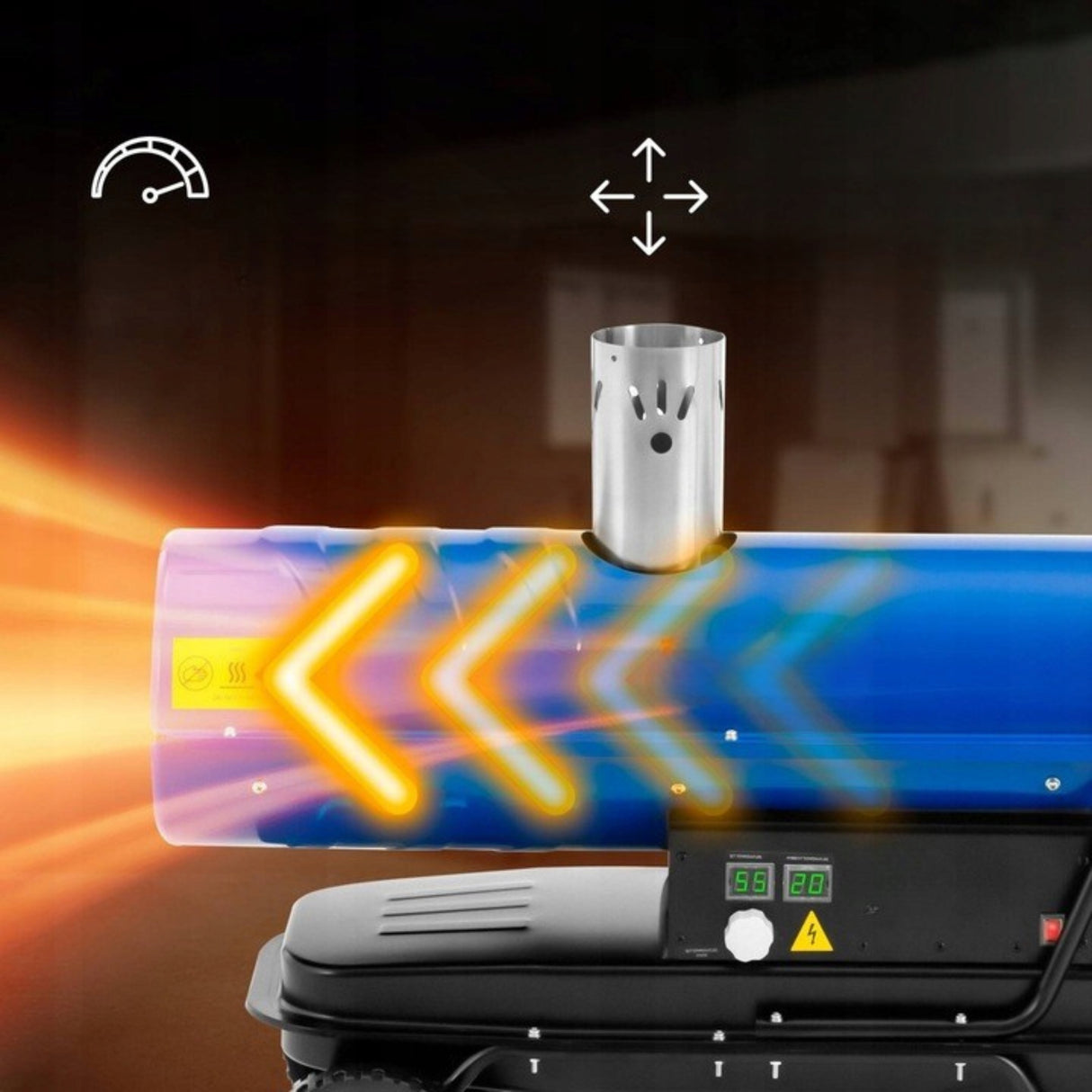 Nagrzewnica Spalinowa Olejowa Mobilna Ogrzewacz z Termostatem i LCD 20 kW