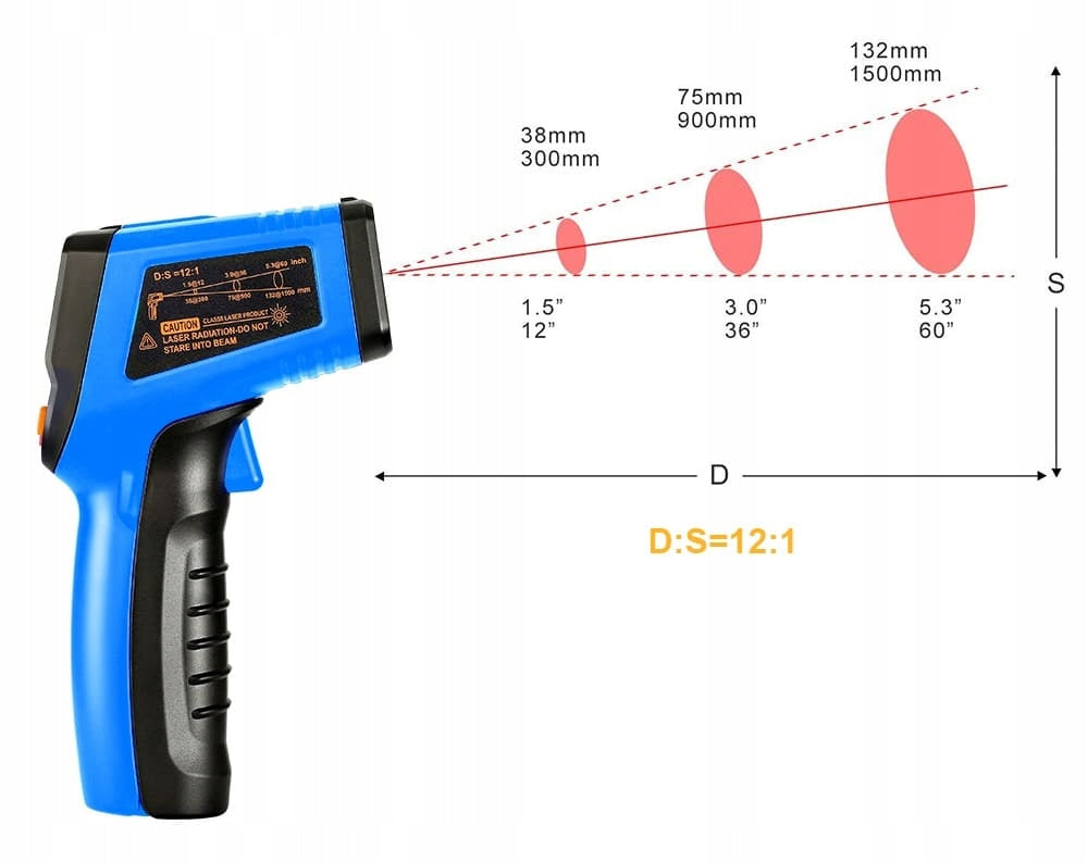 Pirometr Bezdotykowy Laserowy Precyzyjny Pomiar Termometr -50 +600'c