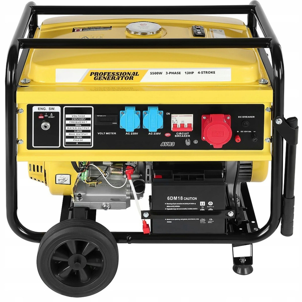 Agregat Prądotwórczy Trójfazowy Z Rozrusznikiem Benzyna 5500W 230V AVR