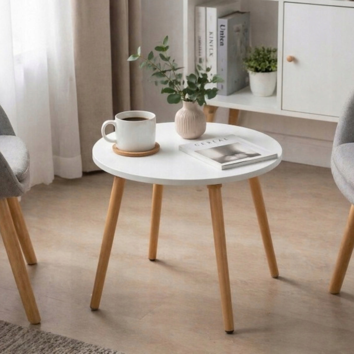 NOWOCZESNY STOLIK KAWOWY OKRĄGŁY DO SALONU POKOJU DREWNO STYLOWY LOFT