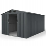 Domek Ogrodowy z Dwuspadowym Dachem Metalowy Antracytowy 240x360 cm, 8,60m²