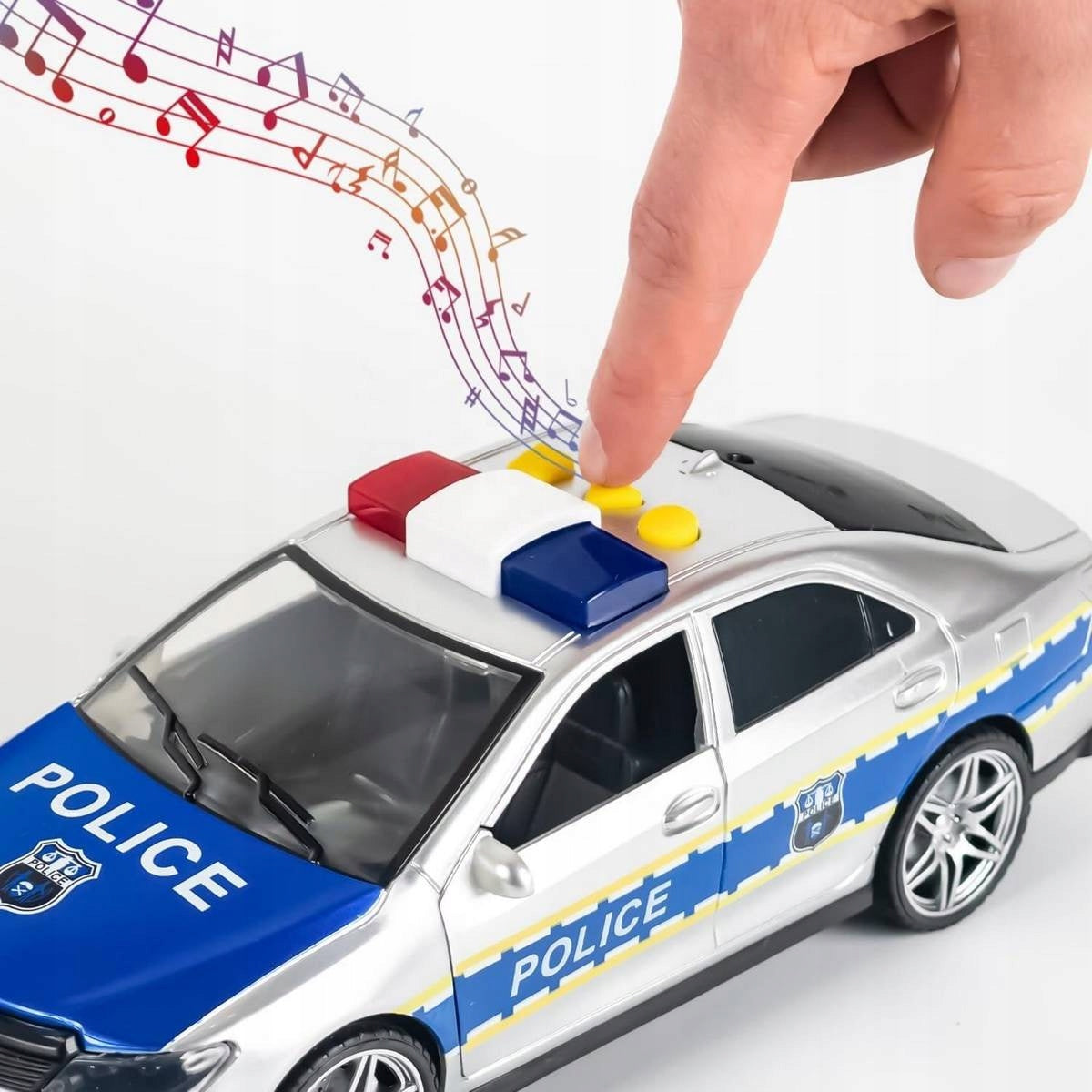 Duże Autko Radiowóz Policyjny Policja Gumowe Koła z Dźwiękiem i Efektami