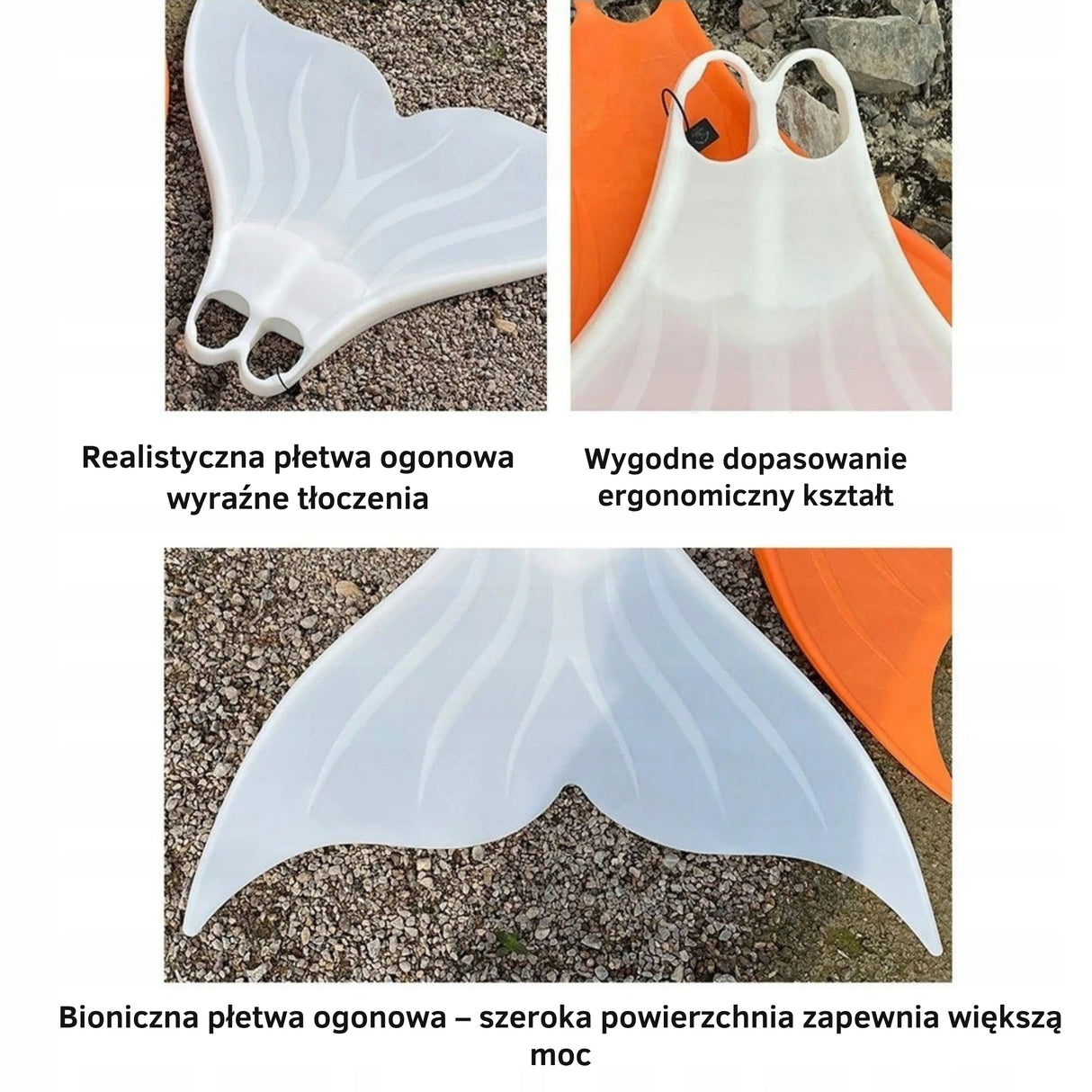 Płetwy Syreny Silikonowe Pojedyncze do Pływania dla Kobiet/Dzieci Rozmiar S