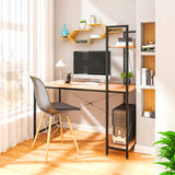 Biurko Komputerowe Loft z Półkami Drewniano-Metalowe 120x60 cm Dąb Miodowy