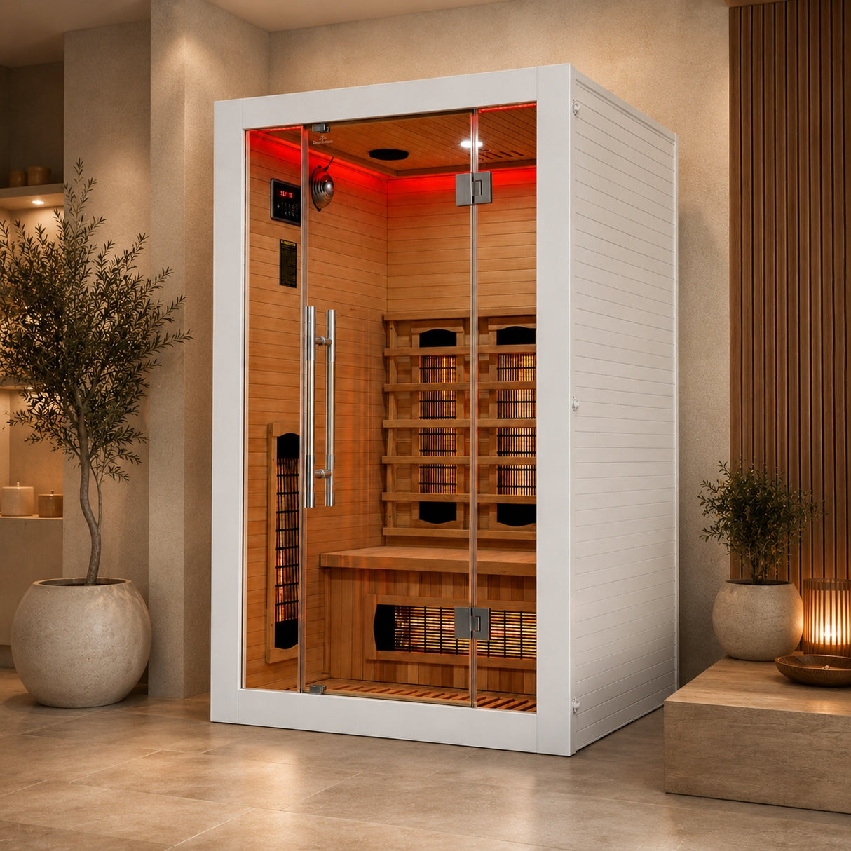Sauna Dwuosobowa Infrared Domowe Spa na 2 Osoby Biała Lumi Core Relaks