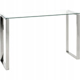 Stół Konsolowy Stolik 120x40x78cm Metal Szkło Rama ze Stali Nierdzewnej