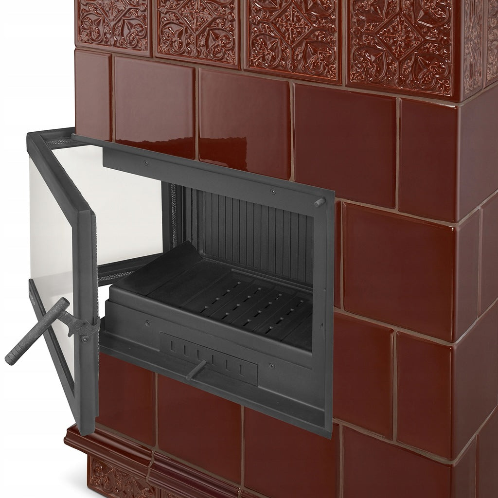Piec Kominek Koza Ceramiczny Kaflowy Narożny 14kW Brąz Obudowa Kominkowa