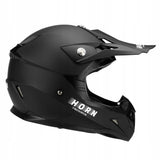 Kask Motocyklowy Cross Horn Enduro Quad Crossowy Czarny Matowy XS + Google