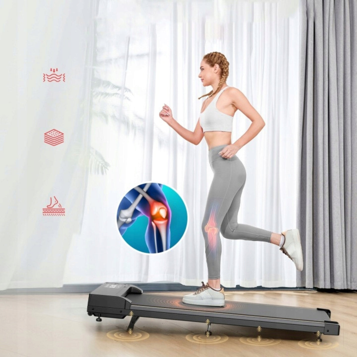 Bieżnia Elektryczna Domowa Lekkie Pochylenie z LED i Pilot WalkingTreadmill