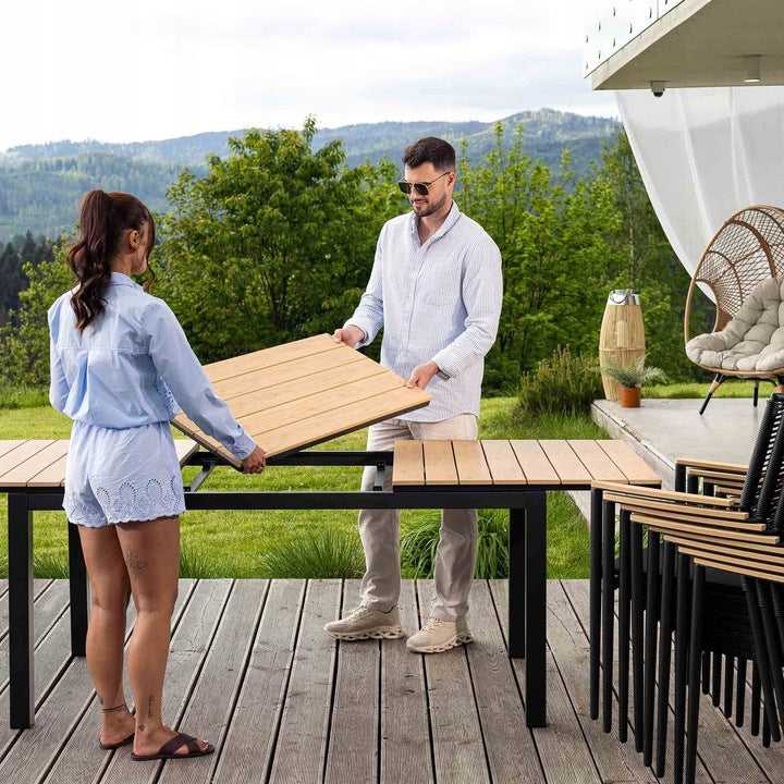 Duży Stół Ogrodowy Rozkładany Aluminiowy Prostokątny 8 Osób 160/210x90 cm