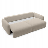 Sofa Rozkładana z Funkcją Spania Pojemnikiem Jasnobeżowa 238x103cm Tkanina