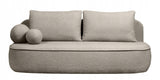 Sofa Zaokrąglony Kształt z Funkcją Spania Pojemnikiem Brązowoszara 212x100