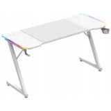 Biurko Komputerowe Gamingowe Ledy RGB Pilot + Podkładka XXL Karbon Białe