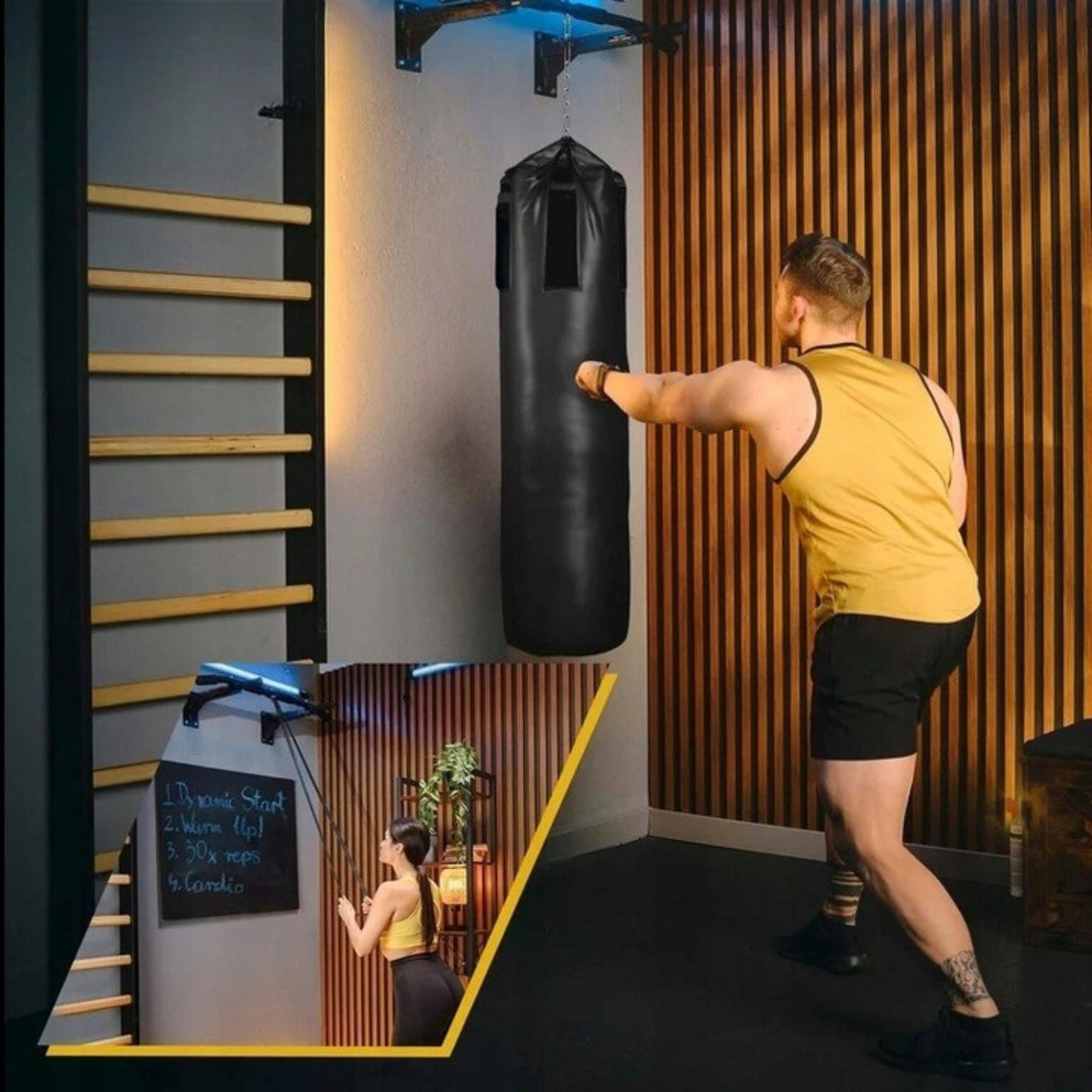 Drążek Ścienny do Podciągania Ćwiczeń Uchwyt na Worek 250 KG Solidny