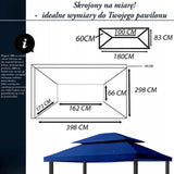 Dach Pawilon Poszycie Wodoodporny M5 Niebieski 4x3m z Kominem do Cyrkulacji