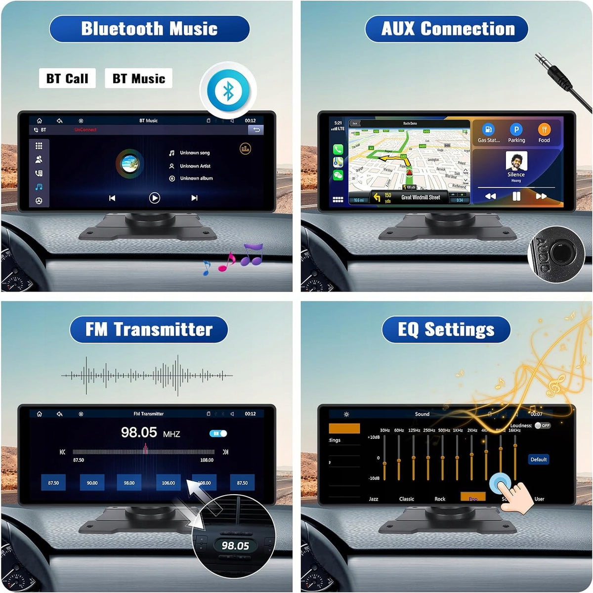 Radio Samochodowe A3432 CARPLAYER Bluetooth FM EQ AirPlay Mirrorlink 10,26"