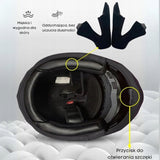 Kask Motocyklowy Szczękowy Czarny Wentylowany Podwójne Soczewki Rozmiar L