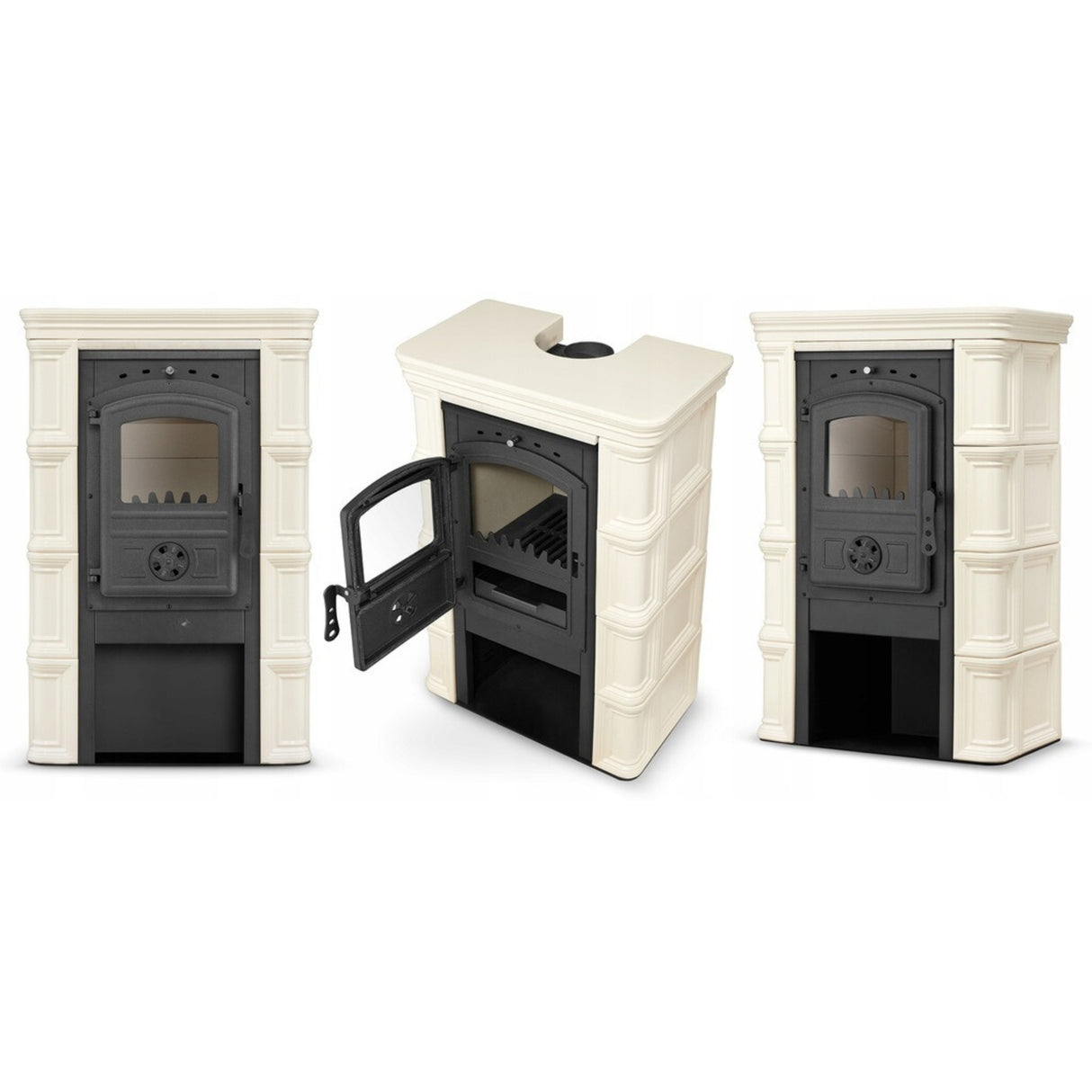 Kominek Kaflowy Piec Koza Ceramiczny Komin Beżowy 7,5kW