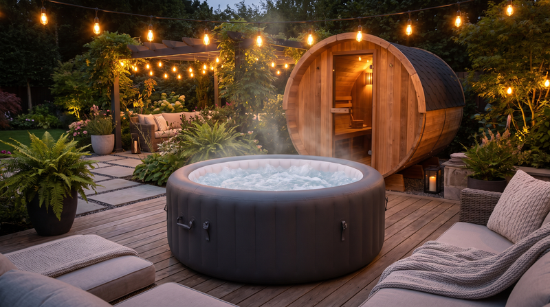 Dmuchane jacuzzi i sauna ogrodowa - prywatne SPA